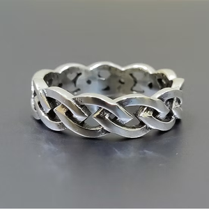 Chunky <b>Plain</b> <b>Silver</b> 925 <b>Ring</b> Handcrafted Celtic Braid Design Smooth High Polish Woven Heavy Casual Band Daily Wear - Product Image 2