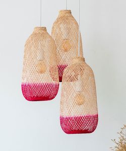 Signature Creative Gradient Design Bamboo Lampshade Handmade Woven Ceiling Pendant <b>Light</b> <b>Fixture</b> <b>Rustic</b> Chandelier - Product Image 3