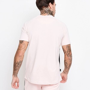 Ensemble T-shirt et short pour homme, rose clair, col rond, couleur unie, séchage rapide, sportif, décontracté, été, coupe classique, manches courtes - Product Image 4