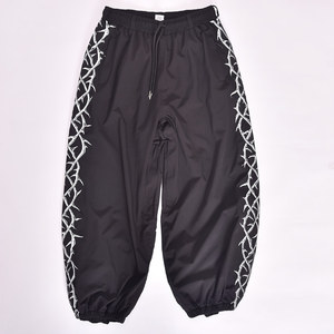 Pantalon de neige noir élégant avec conception réfléchissante en fil de fer barbelé Pantalon de ski d'hiver imperméable et coupe-vent avec coupe large - Product Image 1