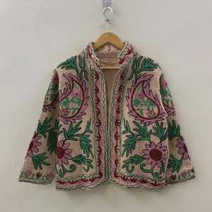 Cárdigan Boho de Punto con Bordado Floral, Manga Larga, Corte Holgado, Cuello Mao, para Todas las Temporadas, Ropa Casual, Vestidos Casuales - Product Image 5