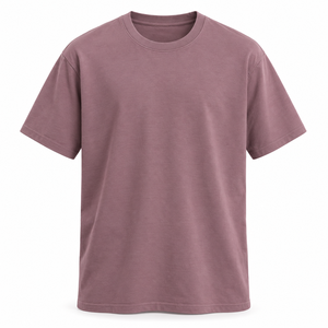 Dusty Mauve Heavyweight <b>T</b> <b>Shirt</b> Mens Premium 250 GSM Cotton <b>Modal</b> Relaxed Fit Crew Neck Soft Washed Minimal Casual Tee - Product Image 1