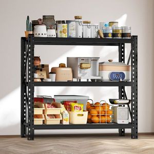 Heavy Duty 47\" Industrial Shelving Rack 3-Tier Steel Unit 51.2\" W*23.6\" D*47.3\"H Black Requires Assembly - Product Image 1