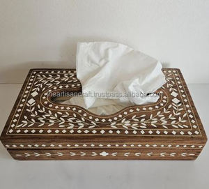 Cubierta de Caja de Pañuelos Ecológica con Incrustaciones de Nácar y Madera Hecha a Mano, Elegante Portapañuelos de Estilo Americano para el Hogar, Oficina y Baño - Product Image 1