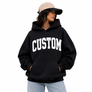 Fash Shipping Oversized Black Pullover Women's Hoodies With Graphic Print OEM Fabric Weight Cotton Varsity College Style USA - Product Image 1
