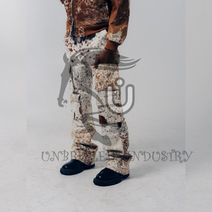Nuevos Pantalones Cargo de Cuero Vacuno Color Bronceado y Blanco, Estilo Vaquero Occidental, Pantalones de Cuero de Alta Calidad, Proveedor de Pantalones de Cuero Vacuno - Product Image 3