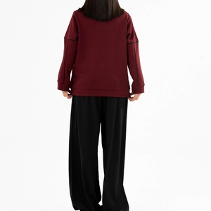 Sweat-shirt à col rond coupe classique, service OEM, couleur unie, confortable, vêtement d'automne, sweat à capuche pour femme - Product Image 5
