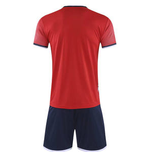 Ensemble de maillot de rugby rouge unisexe, col en V blanc, manches courtes, respirant, en polyester, uniforme pour adultes, toutes saisons, logo sur le devant - Product Image 2