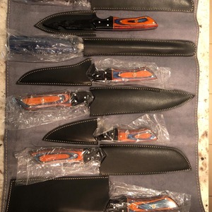 Hand Forged High Carbon Steel Steel BBQ Chef <b>Knife</b> <b>Set</b> - 8 Piece Luxury Kitchen <b>Knives</b> with leather Roll - Product Image 4