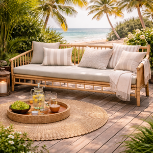 Eco Friendly Bamboo Sofa Long Bamboo <b>Bench</b> Natural Bamboo Furniture for Living Room Patio Garden Resort Hotel - Product Image 1