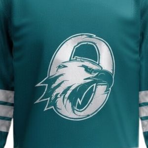 Maillot de hockey sur glace sublimé pour hommes, vert sarcelle et blanc, en polyester imprimable, col en V, manches longues, uniforme sportif athlétique, tenue d'équipe - Product Image 5