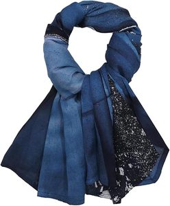 Hiyab de satén de seda con diseño azul pintado a mano, transpirable, para adultos, para todas las estaciones, pañuelo islámico. - Product Image 2