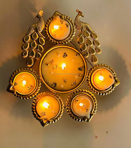 Luxury Urli Candle Gift Set | Golden Peacock Design | Festive Home Decor & Diwali Gifting - Product Image 4