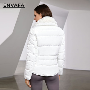 <b>Women</b> Fur Collar <b>Winter</b> <b>Coat</b> Slim Fit Cinched Waist Cotton <b>Padded</b> Puffer Jacket Warm Thick Parka Outerwear Fashion Wholesale - Product Image 2