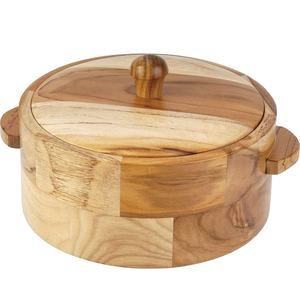 Superbe plat de service pour la vaisselle, ustensiles de cuisine, Pot décoratif en bois de couleur naturelle, contenant une marmite chaude sûre - Product Image 1