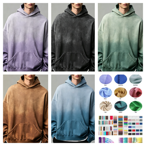 เสื้อฮู้ดแฟชั่นผู้ชาย ลายไล่สี ผ้าฟลีซหนานุ่ม สวมหัว ทรงโอเวอร์ไซส์ สไตล์สตรีทแวร์ลำลอง เสื้อผ้าขายปลีก จัดส่งแบบ DDP - Product Image 6