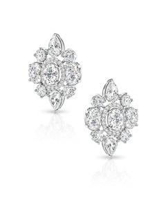 Pendientes de Diamantes Cultivados en Laboratorio con Diseño Floral, Corte Ovalado, Oro Rosa de 10K, 14K, 18K, Joyería Fina de Lujo para Regalo de Boda o Compromiso - Product Image 4