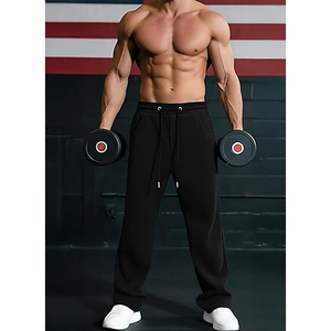 Pantalon de jogging décontracté pour homme en coton gris léger et respirant, taille élastique avec cordon de serrage, poches latérales, idéal pour l'automne - Product Image 2