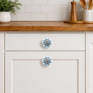 Bouton de meuble en céramique peint à la main avec motif floral |   Poignées de tiroir décoratives pour cuisine, chambre, armoire, commode, meubles, décoration - Product Image 4