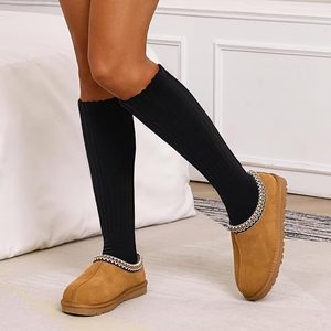 <b>Women</b> Slouch <b>Socks</b> 3 Pairs Knitted Mid Calf Crew <b>Socks</b> Solid <b>Black</b> Gray White - Product Image 2