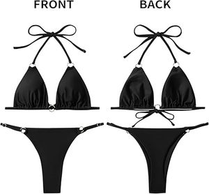 Sexy <b>Bikinis</b> for Women 2 Piece <b>Bikini</b> Spaghetti Strap Swimsuits Solid Color Bathing Swimwear Triangle Bathing Suit - Product Image 2