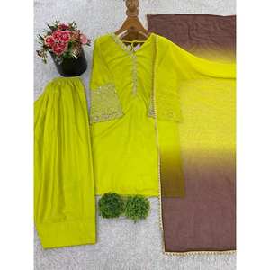 Conjunto de ropa de fiesta de diseñador para mujer, parte superior inferior y Dupatta, elegante y elegante - Product Image 5