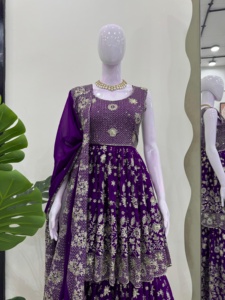 ชุด anarkali ดีไซเนอร์ล่าสุดชุด foux georgette งานปักลำดับงานกับ salwar kameez fatema แฟชั่นงานแต่งงาน - Product Image 4