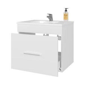Mobile Bagno Sospeso Bianco con Lavabo e Cassetto, Serie Elegant Story - Product Image 6