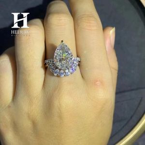 Conjunto de Anillos de Boda Modernos en Forma de Lágrima, 2 Piezas, con Tiara Entrelazada y Banda en Forma de Media Luna, Oro Blanco de 10K y 14K - Product Image 3