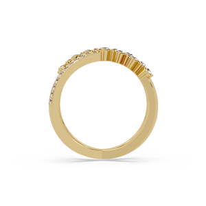 Luxury 14K Yellow Gold Criss Cross <b>Ring</b> Unique Band Round cut Lab Grown Diamond Cluster <b>Ring</b> for Women <b>Statement</b> jewelry - Product Image 3