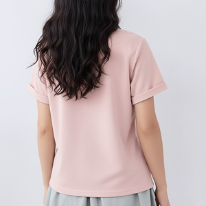 เสื้อเชิ้ตผู้หญิงผ้าคอตตอนโพลีเอสเตอร์เนื้อหนาสำหรับฤดูร้อน สไตล์ลำลอง รับผลิตแบบ OEM/ODM ปักลายปักโลโก้ตามสั่ง แห้งเร็ว - Product Image 5
