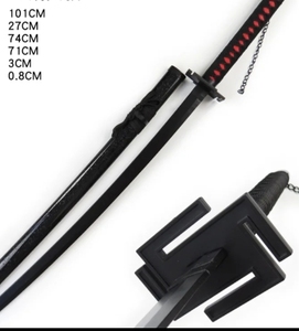 Katana japonaise noire de 100 cm avec fourreau, accessoire de cosplay anime - Product Image 4