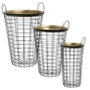 Paniers de rangement modernes en fil métallique, géométriques, empilables, avec poignée, multi-usages, pour l'organisation et l'arrangement - Product Image 4