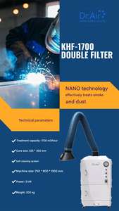 Industrial Dr.<b>Air</b> KHF-1700 Smoke <b>Purifier</b> with Dual <b>Filter</b> System for Welding Grinding and Metal Laser Cutting Fumes - Product Image 5