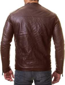 Mens Leather <b>Jacket</b> - Real Lambskin Classic Vintage Style Leather <b>Jackets</b> for Men Brown Leather <b>Jacket</b> for Mens - Product Image 5