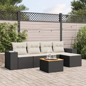 Ensemble de canapés de patio modulaires en rotin PE noir avec coussins en mousse haute densité, mobilier de jardin extérieur, design contemporain, imperméable - Product Image 3