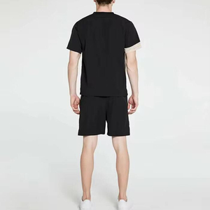 Ensemble d'été décontracté pour homme en tissu éponge uni, respirant, t-shirt et short à manches courtes, tissé 100% coton - Product Image 3