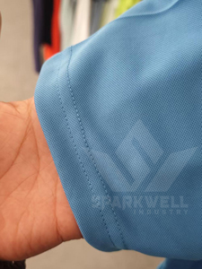 Chemise grise pour homme à manches courtes en soie tricotée respirante, coupe décontractée, rayée, avec poche, séchage rapide, logo frontal, tissu sergé - Product Image 6