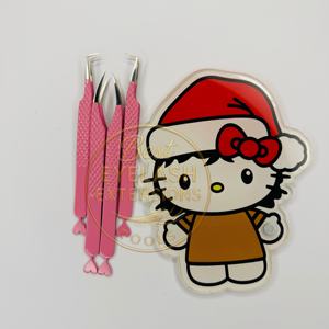 Juego de Pinzas para Extensión de Pestañas Rosadas con Bonito Soporte de Acrílico para Pestañas, Kit de Herramientas Profesionales de Acero Inoxidable para Pestañas - Product Image 2