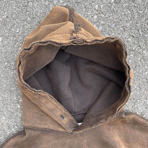 Sweat-shirts à capuche surdimensionnés en coton épais French Terry pour hommes, personnalisés, effet vintage délavé et usé - Product Image 2
