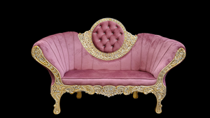 Canapé de luxe en velours sculpté avec cadre doré orné, design royal antique alternatif, causeuse rembourrée - Product Image 3