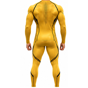 Ensemble de compression pour homme personnalisé, t-shirt à manches longues, ensemble ajusté, respirant, séchage rapide, extensible, vêtements de sport pour la course à pied et l'entraînement - Product Image 3