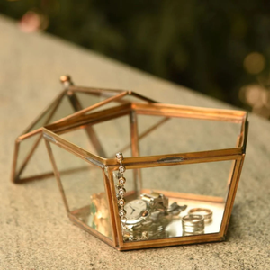 Handmade Mirrored Jewelry <b>Box</b> Metal Frame Gold Color Prime Quality Earring Necklace Storage Women <b>Vanity</b> <b>Box</b> Elegant Organizer - Product Image 2