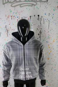 เสื้อแจ็คเก็ตฮู้ดดี้แบบซิป ทรงโอเวอร์ไซส์ น้ำหนักมาก พิมพ์ลายแบบซับลิเมชั่น กลับด้านได้ คุณภาพสูง สำหรับผู้ชาย - Product Image 4