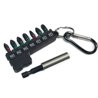 Porte-embouts porte-clés MRM 8 pièces PH1-PZ3 noir, pour perçage du bois et perceuse à percussion, finition phosphate de manganèse, 13 cm, personnalisable, TAIWAN