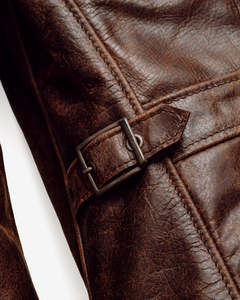 Veste en cuir véritable marron pour homme avec col en fausse fourrure, col rabattable, coupe classique, coupe-vent, style décontracté d'hiver - Product Image 5