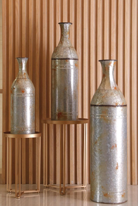 Ensemble de 3 vases de décoration en métal galvanisé de style ferme rustique de la meilleure qualité pour la décoration. - Product Image 2