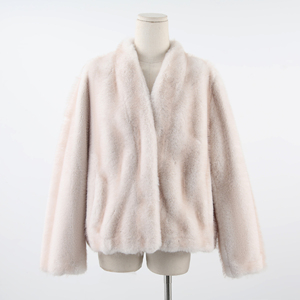 Abrigo de Piel Sintética Color Crema para Mujer, Estilo Teddy, Frente Abierto, Hombros Caídos, Cuello con Muescas, Chaqueta Gruesa de Invierno - Product Image 2