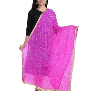 Pink Handmade Bandhej Dupatta In Art Silk Fabric - Product Image 5