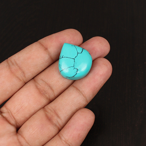 Pierre précieuse synthétique verte Ishu Gems, turquoise ovale cabochon 25 carats 23x20 mm, pierre lâche personnalisable pour la fabrication de bijoux - Product Image 2